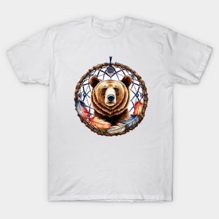 Bear With Dreamcatcher With Feathers T-Shirt